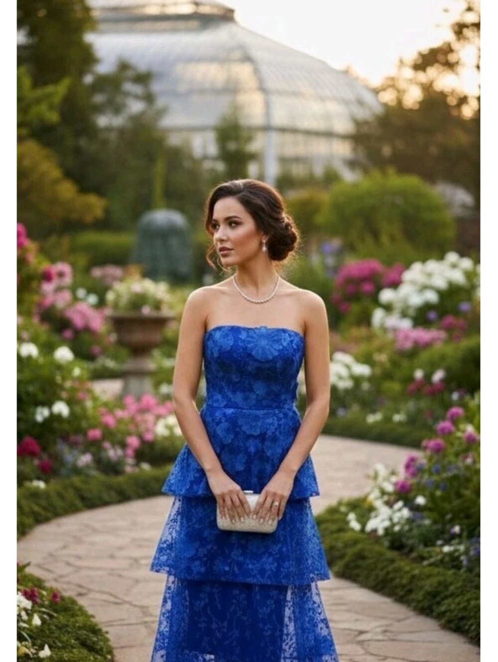 Blue Lace Flower 3 Tiered Appliqué dress NWOT  Size 8